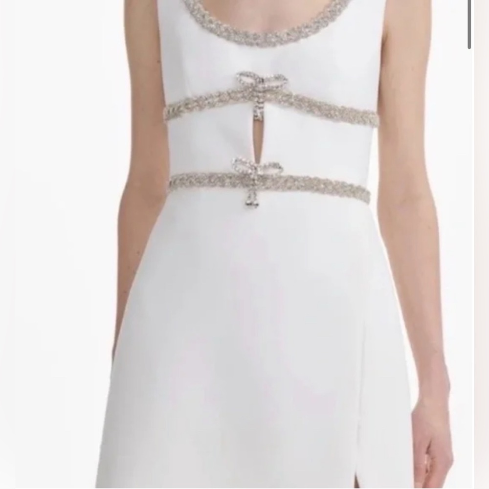 Self-Portrait White Midi Dress with Silver Accents - Picture 6 of 6